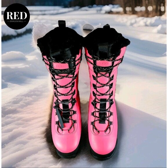 UGG SHASTA BOOT TALL PINK GLOW LEATHER WOOL ALL GENDER BOOTS - SIZE US M10/W11 - Picture 4 of 13